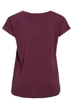 Vila T-Shirts-T-shirt de algodão orgânico com manga manga e glitter Roxo