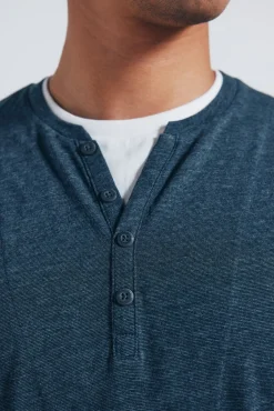 Springfield T-Shirts-T-shirt de gola padeiro manga com gola redonda azul