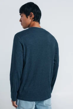 Springfield T-Shirts-T-shirt de gola padeiro manga com gola redonda azul