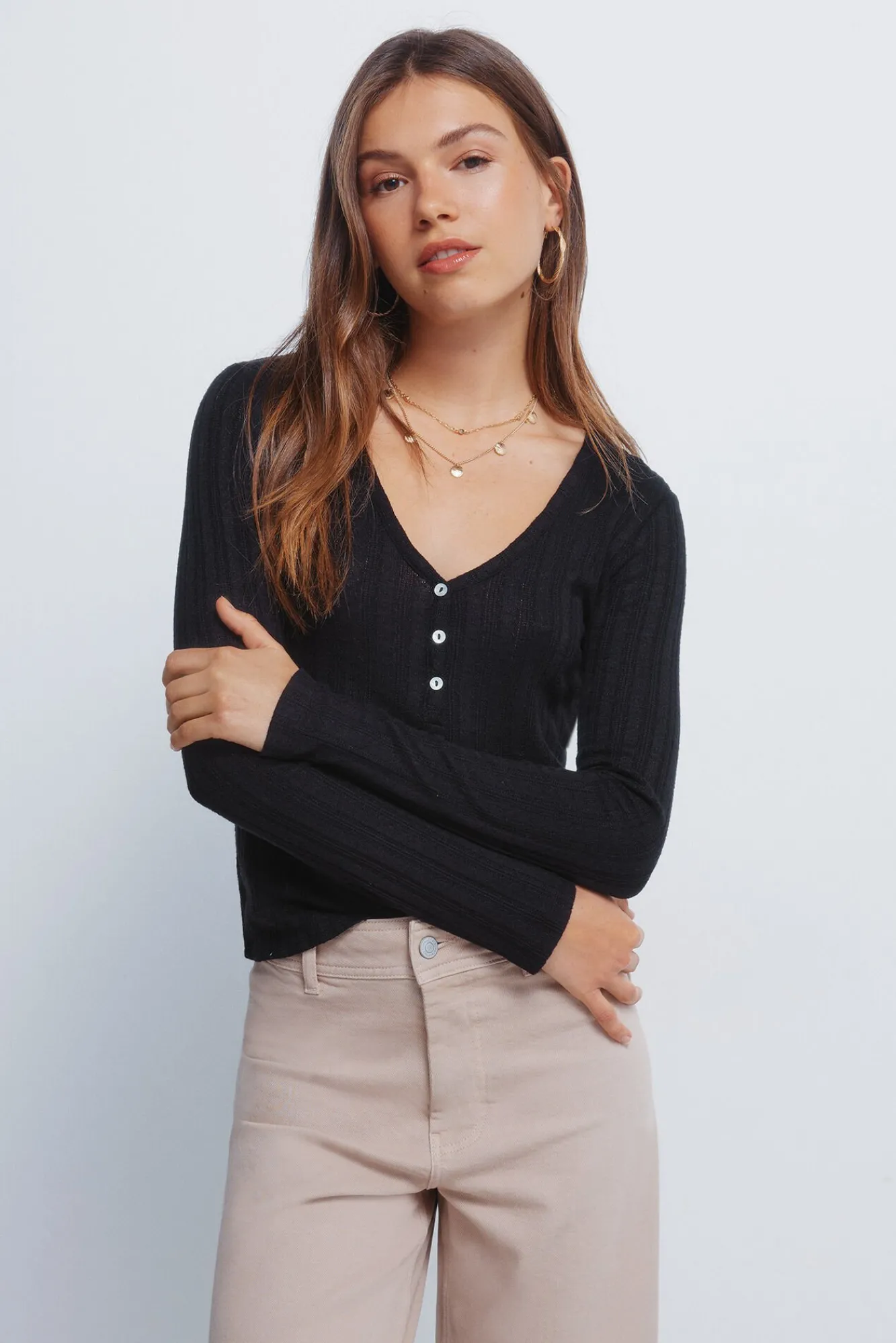 Springfield T-Shirts-T-shirt de malha com corte Baker preto