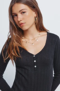 Springfield T-Shirts-T-shirt de malha com corte Baker preto