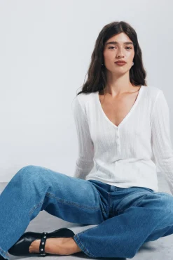 Springfield T-Shirts-T-shirt de malha com corte Baker branco