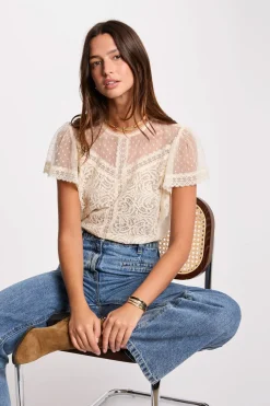 Morgan T-Shirts-T-shirt de manga curta Ecru