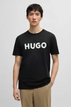 HUGO T-Shirts-T-shirt de manga curta Cinzento