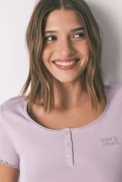 Women'secret T-Shirts-T-shirt de manga curta de algodão lilás rosa