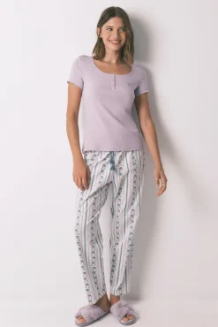 Women'secret T-Shirts-T-shirt de manga curta de algodão lilás rosa