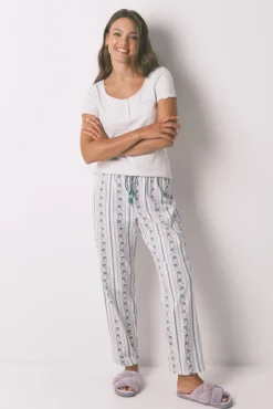 Women'secret T-Shirts-T-shirt de manga curta de algodão cinza cinzento