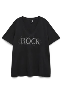 Vero Moda Curve T-Shirts-T-shirt de manga curta tamanho grande Preto