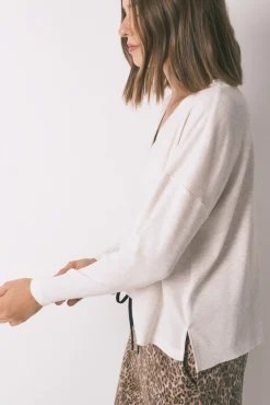 Women'secret T-Shirts-T-shirt de manga manga waffle marfim bege