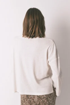 Women'secret T-Shirts-T-shirt de manga manga waffle marfim bege