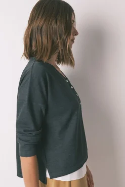 Women'secret T-Shirts-T-shirt de manga manga waffle cinza cinzento