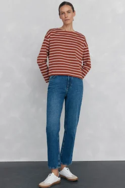 Pedro del Hierro T-Shirts-T-shirt de marinheiro de algodão espanhol Vermelho