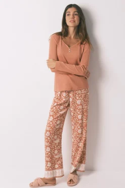 Women'secret T-Shirts-T-shirt de padeiro de algodão marrom vermelho