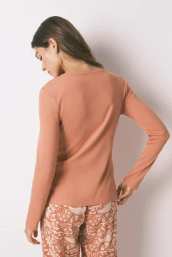 Women'secret T-Shirts-T-shirt de padeiro de algodão marrom vermelho