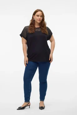 Vero Moda Curve T-Shirts-T-shirt de renda plus size Preto