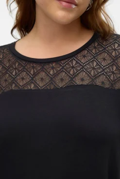 Vero Moda Curve T-Shirts-T-shirt de renda plus size Preto