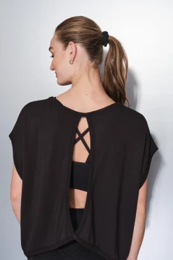 Dash and Stars T-Shirts-T-shirt de tecido extrassuave preto