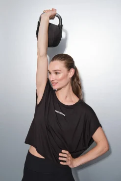 Dash and Stars T-Shirts-T-shirt de tecido extrassuave preto