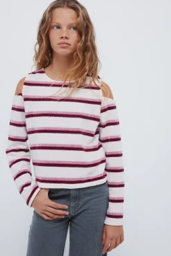 Springfield Kids T-Shirts-T-shirt feminina de chenille com ombros descobertos rosa