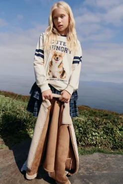 Springfield Kids T-Shirts-T-shirt feminina de manga comprida Varsity Dog branco