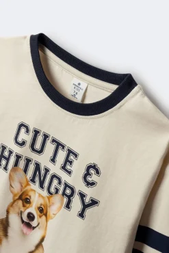 Springfield Kids T-Shirts-T-shirt feminina de manga comprida Varsity Dog branco