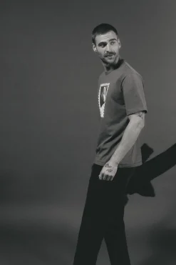 OOTO T-Shirts-T-shirt gráfica lavada Azul