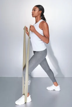 Dash and Stars T-Shirts-T-shirt halter de algodão canelado branco