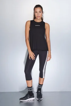 Dash and Stars T-Shirts-T-shirt halter sem mangas de algodão preto