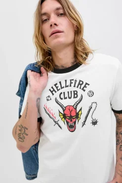 Jack & Jones T-Shirts-T-shirt Hellfire Club branco