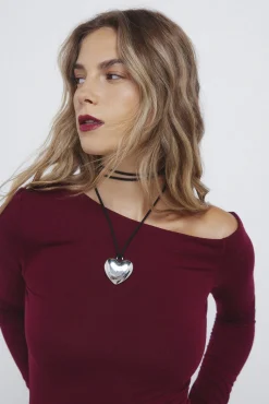 Springfield T-Shirts-T-shirt justa com decote assimétrico vermelho