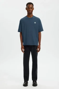 Selected T-Shirts-T-shirt manga com estampado contrastante Azul