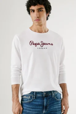 Pepe Jeans T-Shirts-T-shirt manga comprida branco