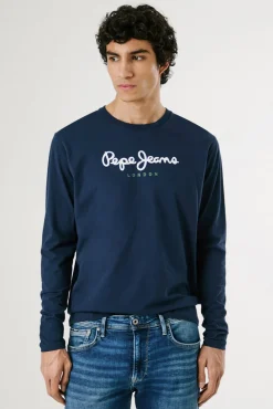 Pepe Jeans T-Shirts-T-shirt manga comprida azul