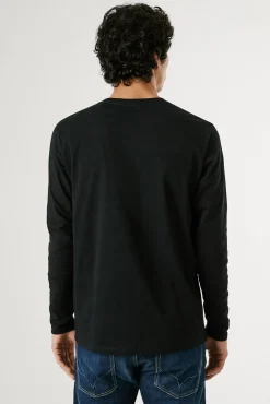 Pepe Jeans T-Shirts-T-shirt manga comprida preto