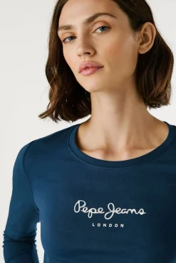 Pepe Jeans T-Shirts-T-shirt manga comprida azul