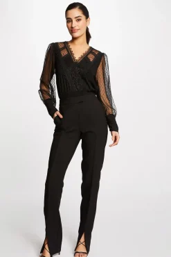 Morgan T-Shirts-T-shirt manga comprida com plumas Preto