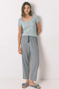 Women'secret T-Shirts-T-shirt manga curta de algodão verde