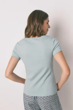 Women'secret T-Shirts-T-shirt manga curta de algodão verde