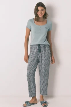 Women'secret T-Shirts-T-shirt manga curta de algodão verde