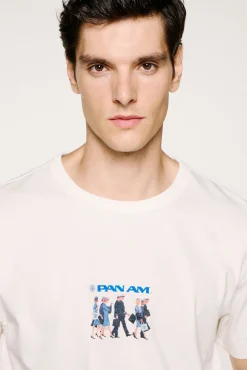 Selected T-Shirts-T-shirt manga em colaboração com a PANAM Branco