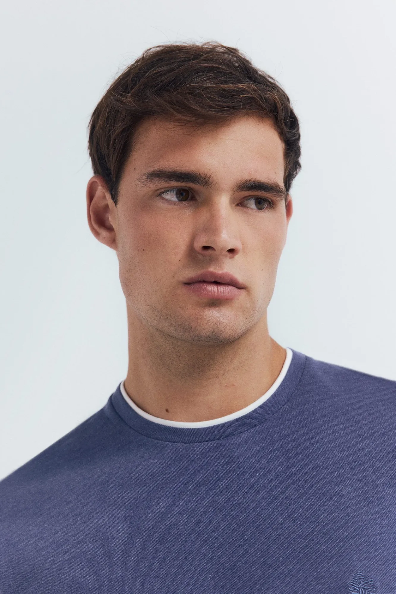 Springfield T-Shirts-T-shirt manga manga dupla mescla azul