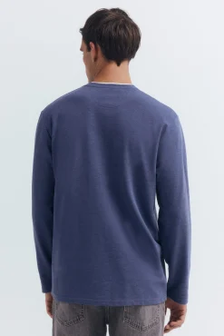 Springfield T-Shirts-T-shirt manga manga dupla mescla azul