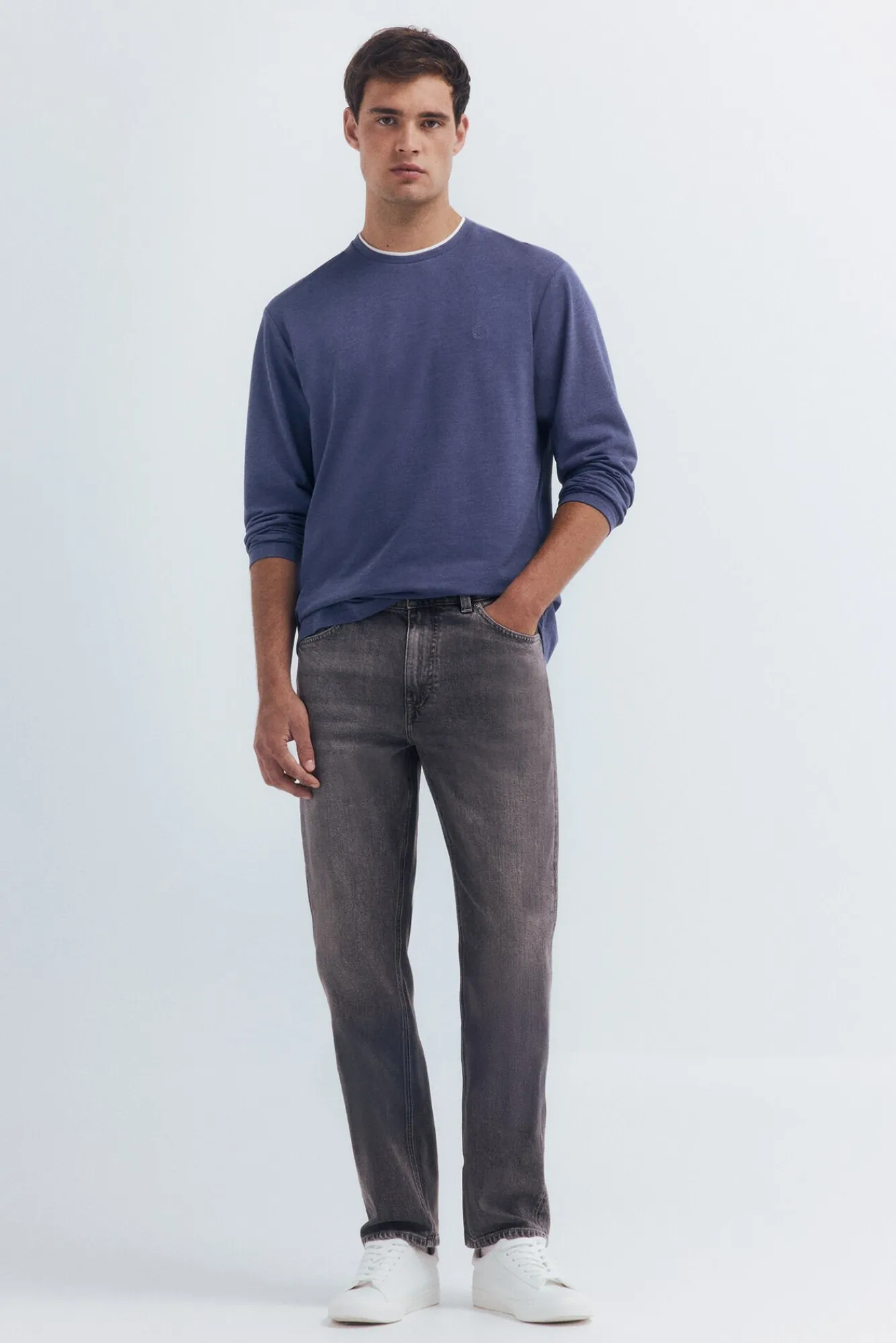 Springfield T-Shirts-T-shirt manga manga dupla mescla azul