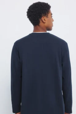 Springfield T-Shirts-T-shirt manga manga dupla mescla azul