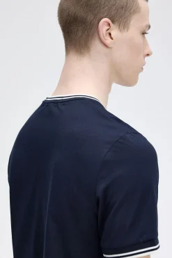 Fred Perry T-Shirts-T-shirt masculina de manga curta Azul