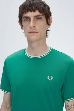 Fred Perry T-Shirts-T-shirt masculina de manga curta Verde