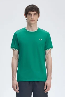 Fred Perry T-Shirts-T-shirt masculina de manga curta Verde