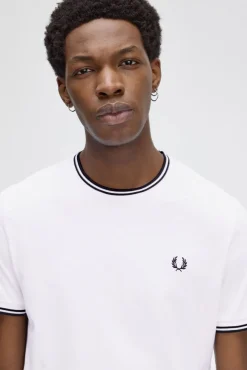 Fred Perry T-Shirts-T-shirt masculina de manga curta Branco