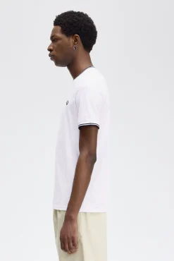 Fred Perry T-Shirts-T-shirt masculina de manga curta Branco