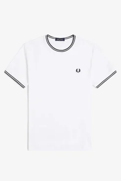 Fred Perry T-Shirts-T-shirt masculina de manga curta Branco